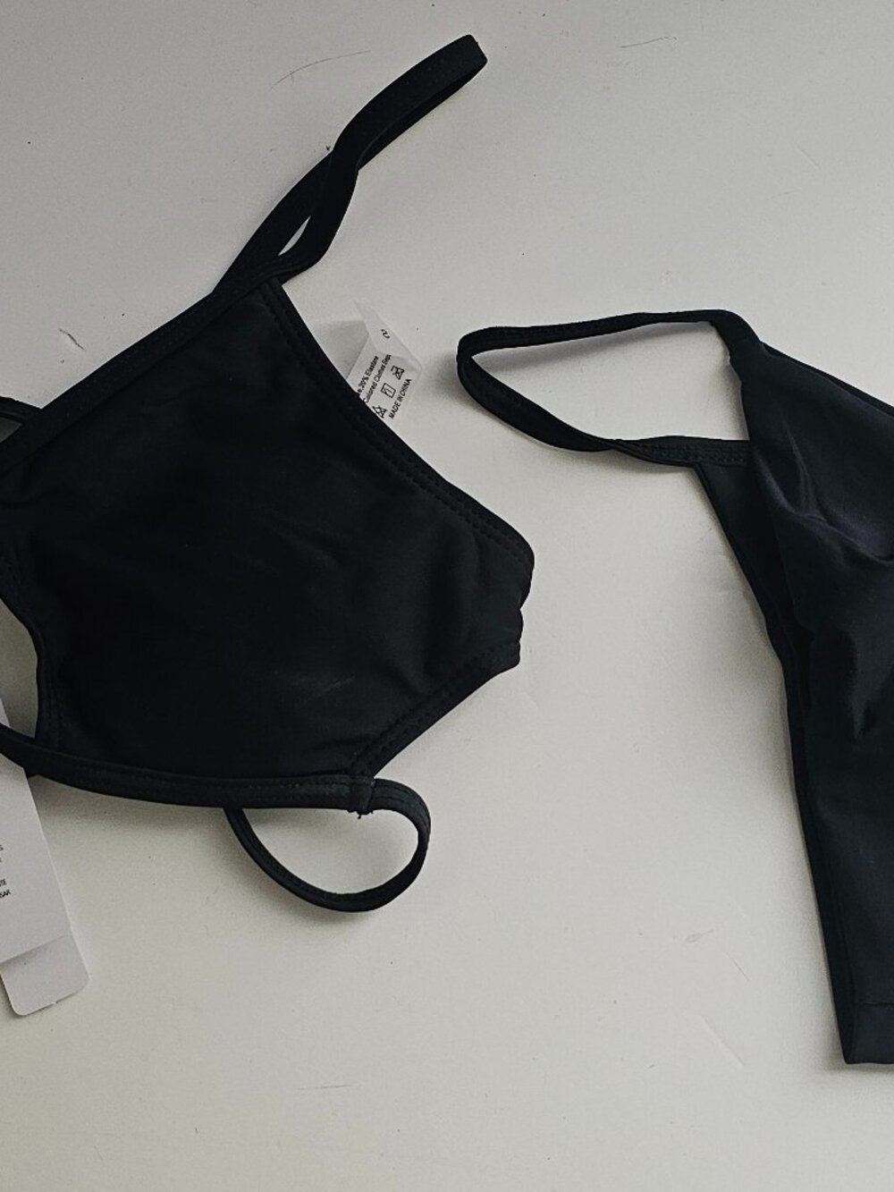 Brazilian Cheeky Back Strappy Bikini Swimsuit Black Size S NWT